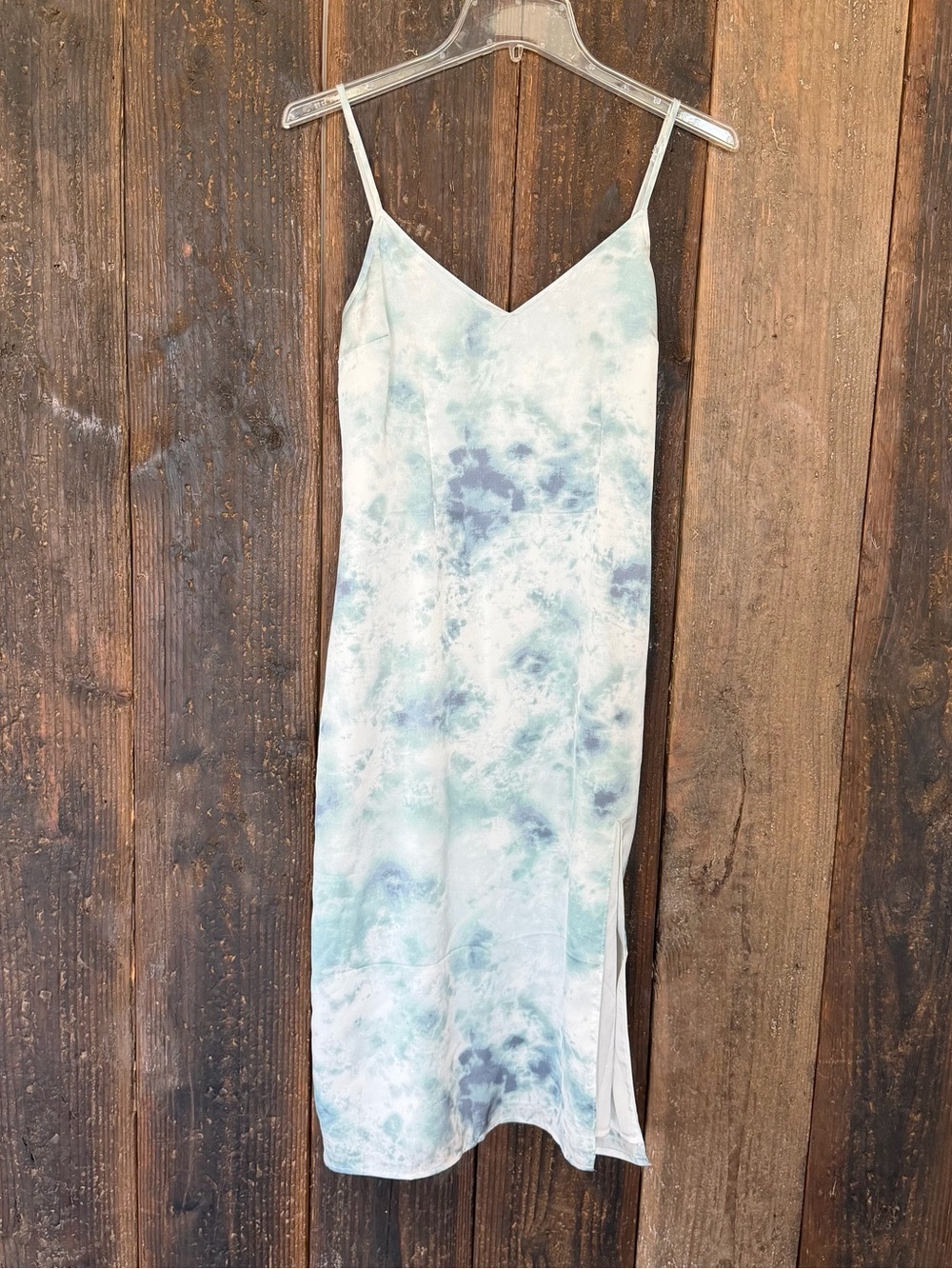 Abercrombie and Fitch Tie-Dye Slip Dress in Seafoam Blue